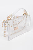 Women Glittering Crystal Accent Clear Crossbody Swing Bag Zarnesh