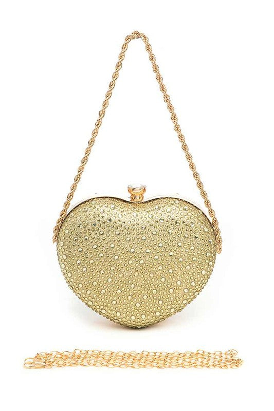 Womens Rhinestone Pave Heart Shape Party Box Clutch | Zarnesh