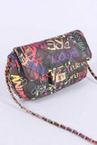 Women Graffiti Print Quilted Durable Materials Shoulder Bag Zarnesh