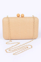 Womens Faux Straw Box Clutch – Woven Evening Bag | Zarnesh
