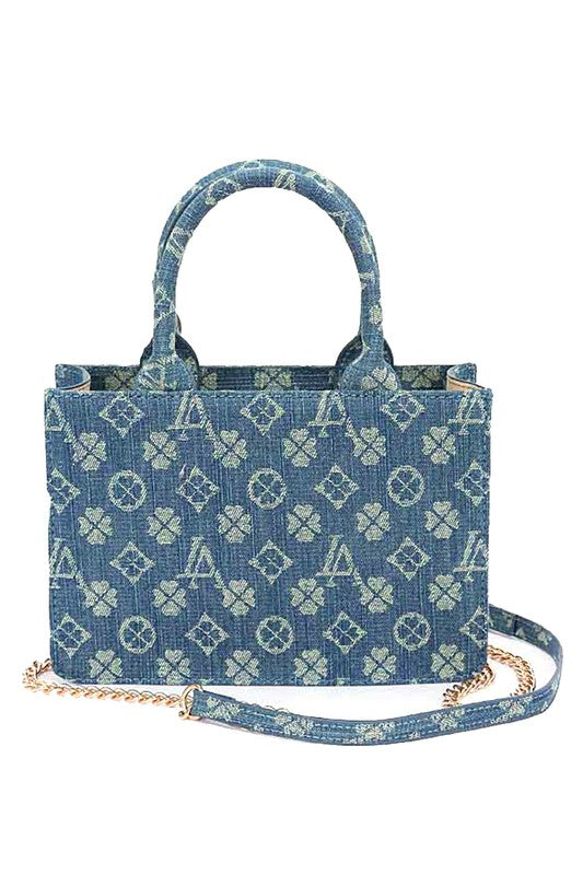 Womens LA Jacquard Denim Fashion Tote Bag | Zarnesh