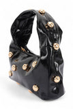 Womens Metal Studded Top Hangle Patent Faux Leather Bag Zarnesh