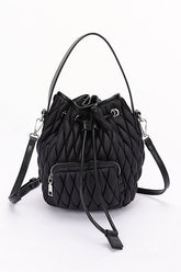Womens Nylon Quilted Puffer Convertible Bucket Bag | Zarnesh
