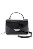 Womens Patent Faux Leather Top Handle Crossbody Bag | Zarnesh