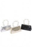 Women Pearl Handle Shoulder Chain Metallic Clutch Swing Bag Zarnesh