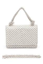 Womens Pearl Studs Rhinestone Handle Clutch Bag | Zarnesh