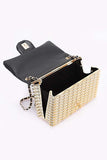 Women Quilted Flap Acrylic Metal Rattan Woven Shoulder Bag Zarnesh