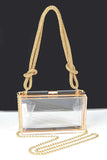 Women Rhinesotne Top Handle Acrylic Cleared Box Clutch Zarnesh