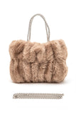 Womens Rhinestone Faux Fur Winter Top Handle Tote Bag | Zarnesh