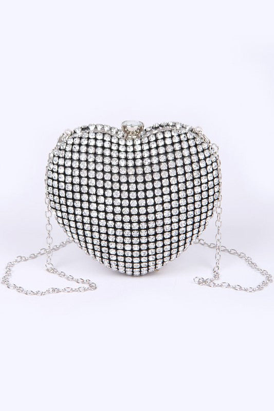 Womens Rhinestone Heart Shape Box Clutch | Zarnesh