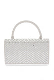 Women Rhinestone Top Handle Statement Silver Clutch Bag Zarnesh