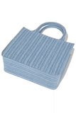 Women Stripy Denim Top Handle Convertible Small Tote Bag Zarnesh