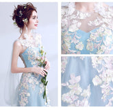 A Line Floral Lace Illusion Neck Maxi Dress | Zarnesh