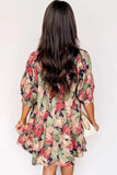 Annika Floral Half Sleeve Babydoll Mini Dress | Zarnesh