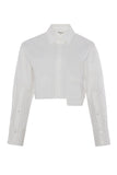 White cropped shirt on a white background