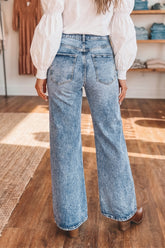 Double Button High Rise Waisted Flare Jeans | Zarnesh