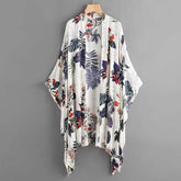 Botanical Print Batwing Open Front Cardigan | Zarnesh