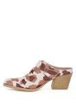 Women Nometa Cow Print Faux Suede Buckle Mules | Zarnesh