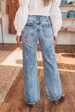 Double Button High Rise Waisted Flare Jeans | Zarnesh