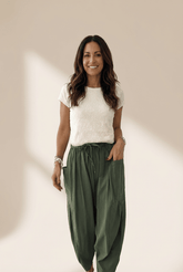 Drawstring Elastic Waist Barrel Leg Pants | Zarnesh