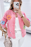 Women Knitted Floral Pattern Button Up Cardigan | Zarnesh