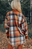Women Plaid Corduroy Patchwork Collar Chest Pocket Shacket Zarnesh