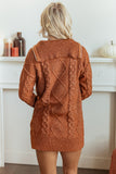 Clay Zip-Up Cable Knit Drop Shoulder Sweater Dress