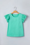 Eyelet Lace Ruffle Solid Cap Sleeve Top | Zarnesh