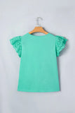 Eyelet Lace Ruffle Solid Cap Sleeve Top | Zarnesh