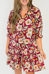 Floral Print Shift Ruffle Cuff Babydoll Dress | Zarnesh
