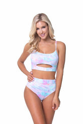 High-Waisted Cutout Tie Dye Bikini Set | Zarnesh