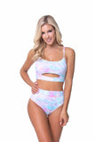 High-Waisted Cutout Tie Dye Bikini Set | Zarnesh
