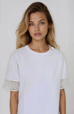 Lace Sleeve Trim Crewneck Oversized T-Shirt | Zarnesh