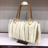 Leather Handles Mink Fur Luxury Handbag | Zarnesh