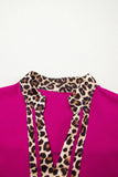 Leopard Patchwork Trim Short Sleeve Blouse | Zarnesh