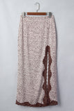 Leopard Print Trim Side Split Midi Skirt | Zarnesh
