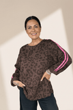 Leopard Print Varsity Stripe Tunic Top | Zarnesh