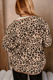 Back view of khaki leopard print sherpa jacket