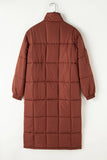 Brown puffer coat on a white background