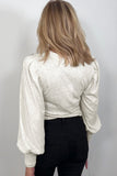 Long Sleeve Smocked Cuff Crewneck Top | Zarnesh