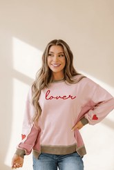 Lover Embroidered Patchwork waffle Sweatshirt | Zarnesh