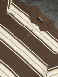 Men Polo Old School Striped Pique Front Three Button Shirt Zarnesh