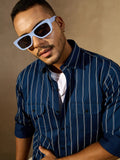 Men's Adoni Striped Dual Pocket Cotton Shirt | Zarnesh