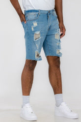 Men’s Casual Distressed Stretch Denim Raw Edge Shorts | Zarnesh