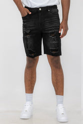 Men’s Casual Distressed Stretch Denim Raw Edge Shorts | Zarnesh
