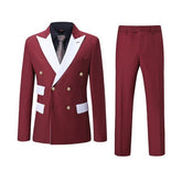Men’s Double Breasted Blazer 2 Piece Contrast Collar Suit | Zarnesh