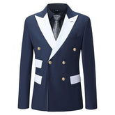 Men’s Double Breasted Blazer 2 Piece Contrast Collar Suit | Zarnesh