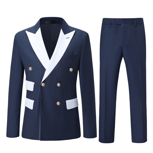 Men’s Double Breasted Blazer 2 Piece Contrast Collar Suit | Zarnesh