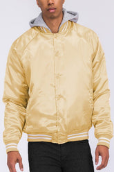 Men's Satin Varsity Ribbed Cuff Waistband Bamber Jacket | Zarnesh