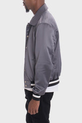 Men's Luxury Side Pockets Front Zip Satin Bomber Jacket | Zarnesh